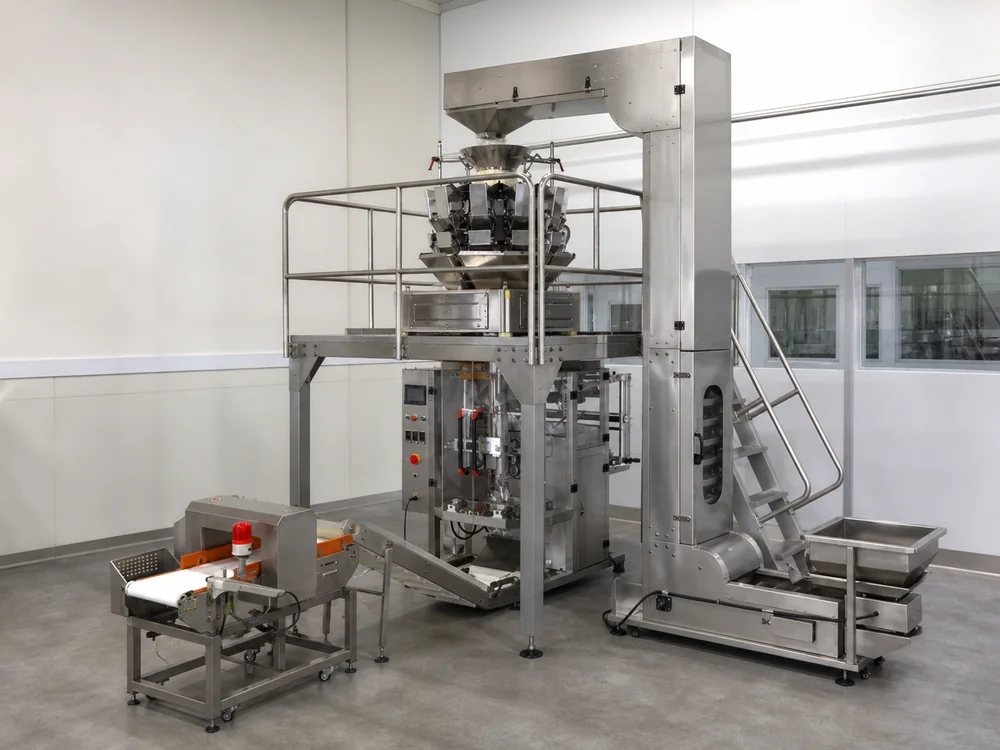 Vertical form fill and seal equipment used for dry product packaging